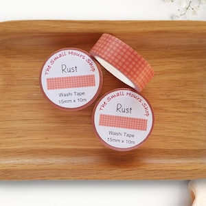 Washi Tape Rust motif à carreaux, motif quadrillé, damier rouille orange ton sur ton, rouleau entier 15 mm x 10 m, ruban TheSmallHoursShop