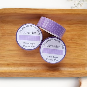 Washi Tape Lavendel Ruitpatroon, Rasterpatroon, Geruit Lavendel Wit, Volledige rol 15 mm x 10 m, TheSmallHoursShop tape