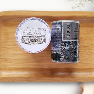 Parijse Écriture PET-tape vintage labels en handschrift | Voorbeeldlus 100 cm dagboekplannertape