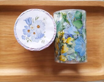 Serene PET Tape Fleurs Bouquet Bouquet Bleu | Boucle d'échantillonnage 100 cm