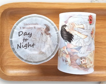 Day to Night  PET Tape Listeninda x Windry R | Sample Loop 100cm mit Mädchen Designs und Quotes