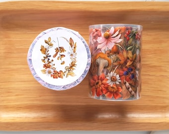 Mushroom Meadow PET Tape Autumn flowers and mushrooms | Sample Loop 100 cm