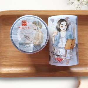 Soulmate PET-tape Cafe Analoog x Windry R | Voorbeeldlus 84 cm met 20 meisjesontwerpen journaling planner tape