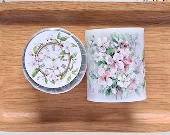 pre-cut PET Tape Frühling Blumen -  ganze Rolle 6cm x 5m, vorgeschnittene Motive, für Journal & Scrapbooking, "Soft Journal Floral"