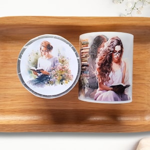 Reading Girls - Nastro in PET, anello campione 100 cm, Books Girls, per Art Journal Collage Planner BuJo e Scrapbooking, nastro TheSmallHoursShop