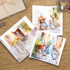 Fietsachtergrondstickerset - 6 transparante achtergrondstickers voor dagboekcollages, transparante stickers fietszomer