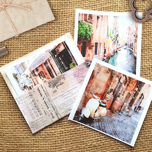 Set adesivi per sfondo Italia - 6 adesivi con sfondo trasparente per collage di diari, adesivi trasparenti Impressione della città italiana
