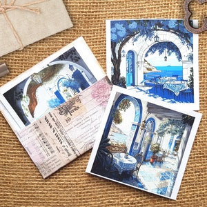 Set adesivi per sfondo taverna - 6 adesivi per sfondo trasparente per collage di diari, adesivi trasparenti taverna greca marittima