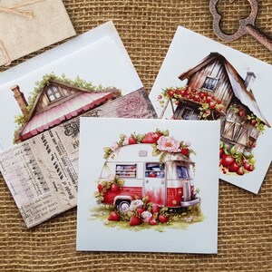 Strawberry Background Sticker Set - 6 autocollants de fond transparents pour les collages de journaux, autocollants transparents fraises