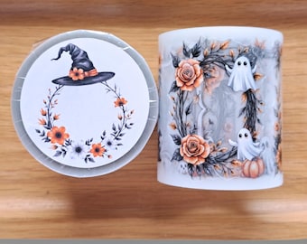 Pre-cut PET tape full roll, 6cmx5m with pre-cut motifs, Halloween frames for journal, collages & scrapbooking