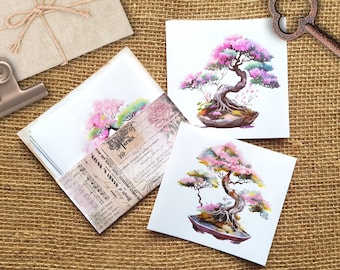 Bonsai Background Sticker Set - 6 autocollants de fond transparents pour les collages de journaux, autocollants transparents