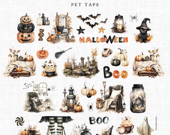 Halloween - PET Tape, Sample Loop 100 cm, spooky and beautiful designs for art journal collages, planners, BuJo scrapbooking, TheSmallHoursShop tape