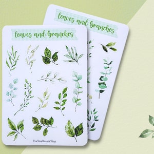 Sticker Sheet Leaves Branches Greenery Plants Stickers Bullet Journal Botanical Stickers Green Leaves Stickers Nature Stickers image 1