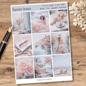 Brezza estiva - adesivi estivi trasparenti per journaling creativo e regalo per gli amanti dell'artigianato, foglio di adesivi