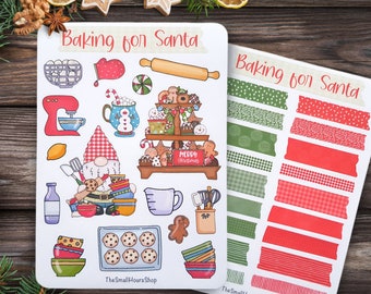 Sticker sheet - Christmas baking | BuJo stickers, scrapbook sticker set, Christmas sticker sheet, winter baking for Santa, gnome