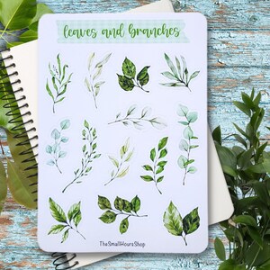 Sticker Sheet Leaves Branches Greenery Plants Stickers Bullet Journal Botanical Stickers Green Leaves Stickers Nature Stickers Motiv 1