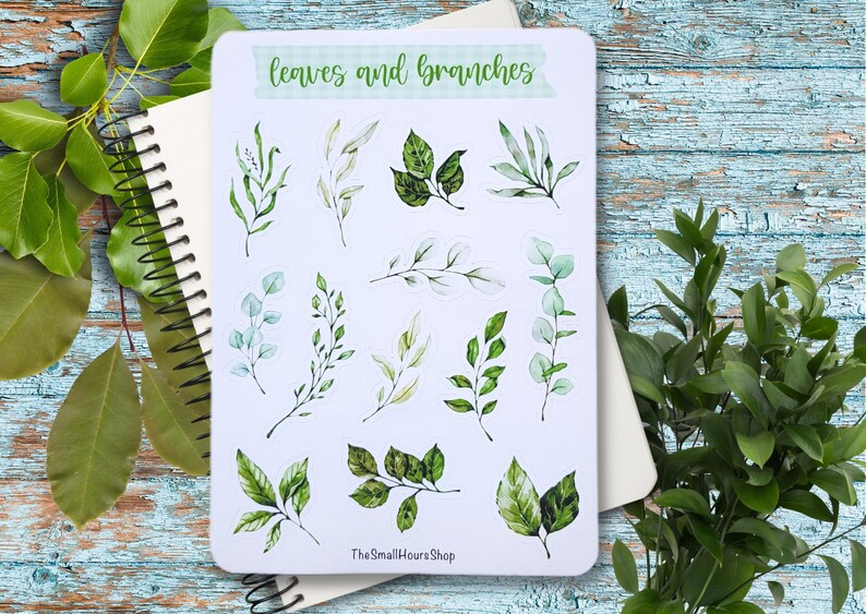 Sticker Sheet Leaves Branches Greenery Plants Stickers Bullet Journal Botanical Stickers Green Leaves Stickers Nature Stickers Motiv 1