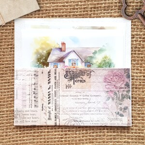 Cottage Background Sticker Set 6 autocollants de fond transparents pour les collages de journaux, autocollants transparents paysage de maison image 8