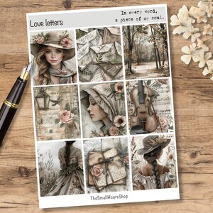 transparente Sticker - Love Letters - Aufkleberbogen mit zarten romantischen Motiven für kreatives Journaling und Planer, Liebesbrief