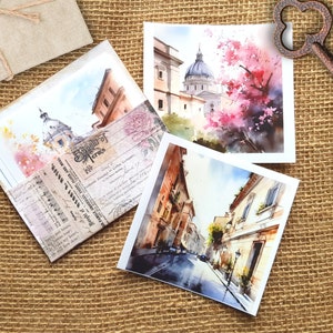 Zomer in Rome Stickerset - 6 transparante achtergrondstickers voor dagboekcollages, transparante stickers stedentrip