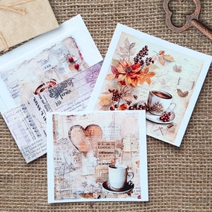 Set di adesivi per sfondo caffè autunnale - 6 adesivi per sfondo trasparente per collage di diari, adesivi trasparenti per collage autunnale caffè
