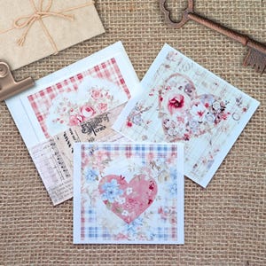 Set di adesivi di sfondo "Shabby Valentine" - 6 pezzi Set di adesivi di sfondo, trasparenti opachi, cuori shabby chic di San Valentino