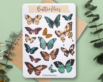 Sticker Sheet Butterfly - Spring Stickers, Vintage Butterflies Sticker Sheet, Spring Planner Sticker, Journal Collage Butterflies Sticker