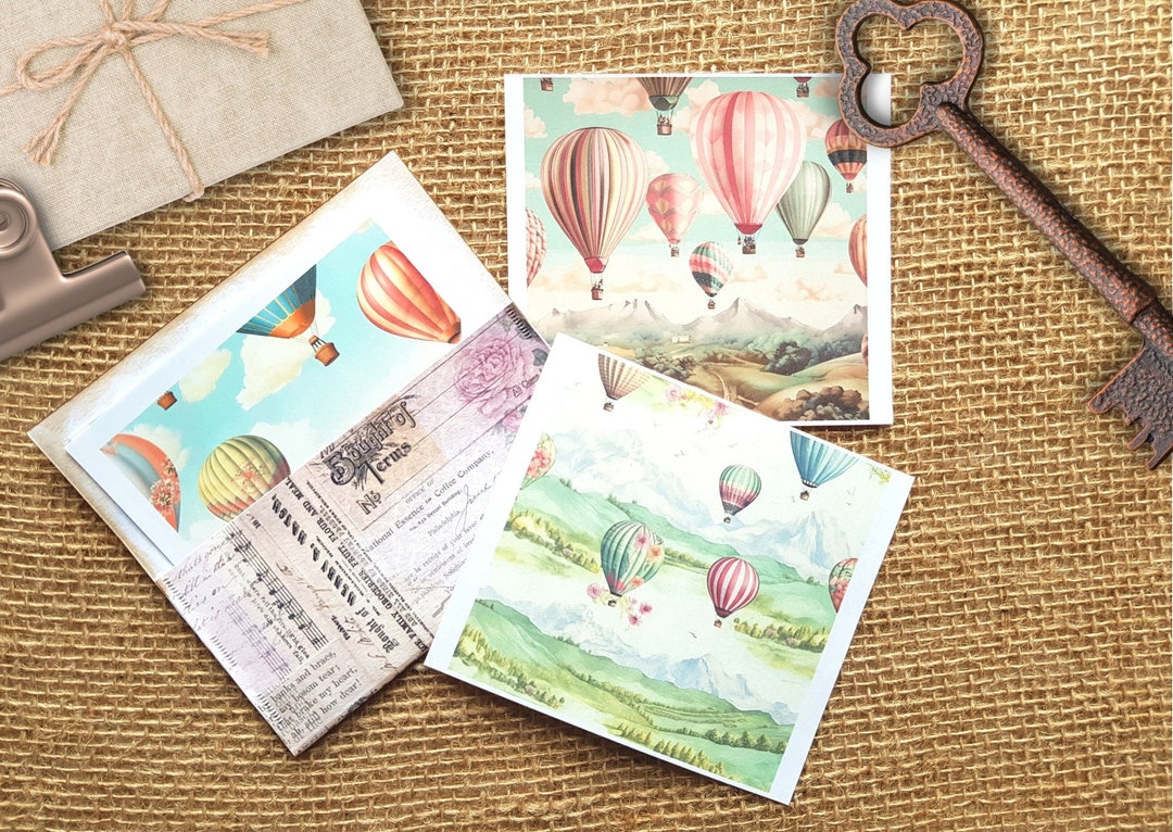 Hot Air Balloon Background Sticker Set of 6 - 6 Transparent Background ...