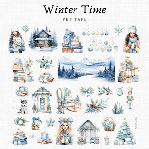 Winter Time - PET Tape, Sample Loop 100cm, winterliche Motive für Art Journal Collagen Planer BuJo Scrapbooking, TheSmallHoursShop tape