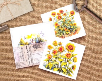 Autocollant de fond de tournesol Ensemble de 6 - 6 autocollants de fond transparents pour les collages de journaux, autocollants d’automne transparents