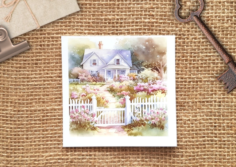 Cottage Background Sticker Set 6 autocollants de fond transparents pour les collages de journaux, autocollants transparents paysage de maison image 5