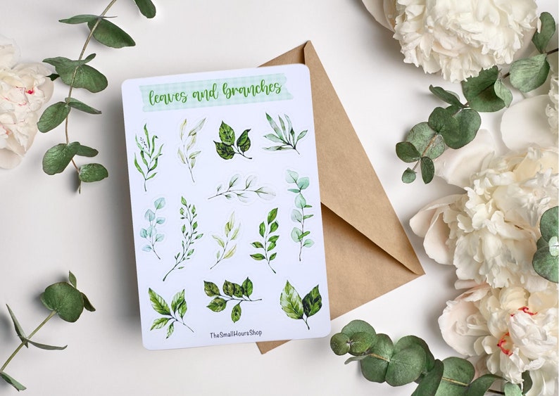 Sticker Sheet Leaves Branches Greenery Plants Stickers Bullet Journal Botanical Stickers Green Leaves Stickers Nature Stickers image 5