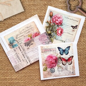 Vintage Love Letter Background Sticker Set - 6 transparente Hintergrund Sticker für Journal Collagen, Aufkleber transparent Liebesbrief