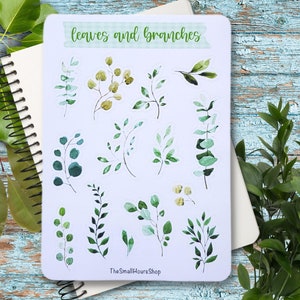 Sticker Sheet Leaves Branches Greenery Plants Stickers Bullet Journal Botanical Stickers Green Leaves Stickers Nature Stickers Motiv 2