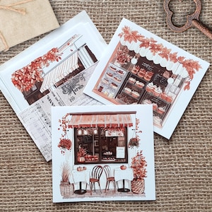 Cozy Fall Cafe Background Sticker Set - 6 transparent background stickers for journal collages, stickers transparent autumn collage coffee