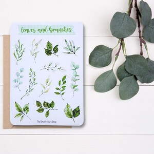 Sticker Sheet Leaves Branches Greenery Plants Stickers Bullet Journal Botanical Stickers Green Leaves Stickers Nature Stickers image 2