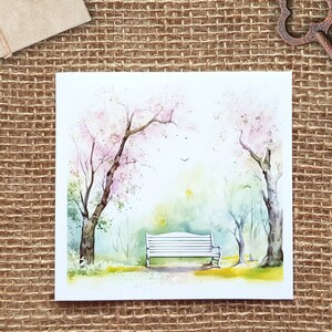 Park Bench in Spring Background Sticker Set 6 autocollants de fond transparents, collages de journaux, autocollants paysage sakura en fleurs de cerisier image 7