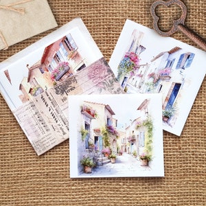 Set adesivi per sfondo Provenza - 6 adesivi per sfondo trasparente per collage di diari, adesivi trasparenti per impressioni di villaggi di città