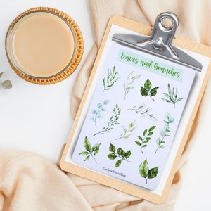 Sticker Sheet Leaves Branches Greenery Plants Stickers Bullet Journal Botanical Stickers Green Leaves Stickers Nature Stickers image 4