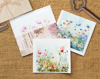 Flower Meadow Background Sticker Set - 6 transparente Hintergrund Sticker Journal Collagen, Aufkleber transparent Blumenwiese shabby chic