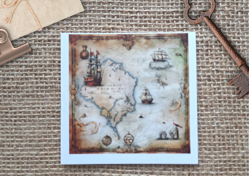 Vintage Map Sticker Set - 6 Transparent Background Stickers for Journal ...