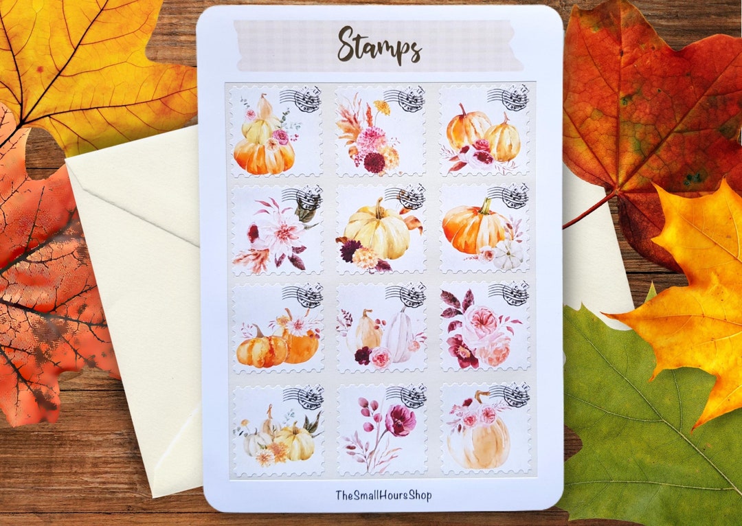 Sticker Sheet Faux Stamps Fall Postage Stamps Stickers - Etsy