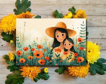Du und ich! Karte zum Muttertag | hochwertige Postkarte in Leinenoptik Muttertags Postkarte mit entzückendem Muttertagsmotiv