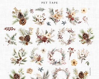 Pine Cones - PET Tape, Sample Loop 100 cm, Pine Cones for Art Journal Collages Planner BuJo Scrapbooking, TheSmallHoursShop tape