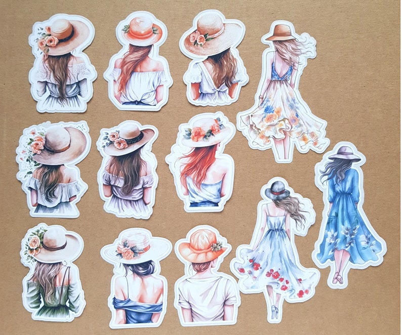 Charming Girls Mädchen mit Hut Sticker Set