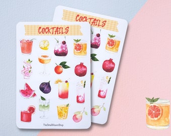 Sticker sheet - Cocktail Summer Drinks | Travel diary stickers | Journal stickers | Sticker sheet | Sticker BuJo