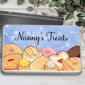 Personalised Biscuit Treat Tin, Gift For Mum, Birthday Gift, Grandma&#39;s Biscuits, Mummy&#39;s Treat Tin