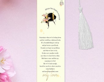 Personalised Floral winged Bee Bookmark, Positivity Gift, Bookmark