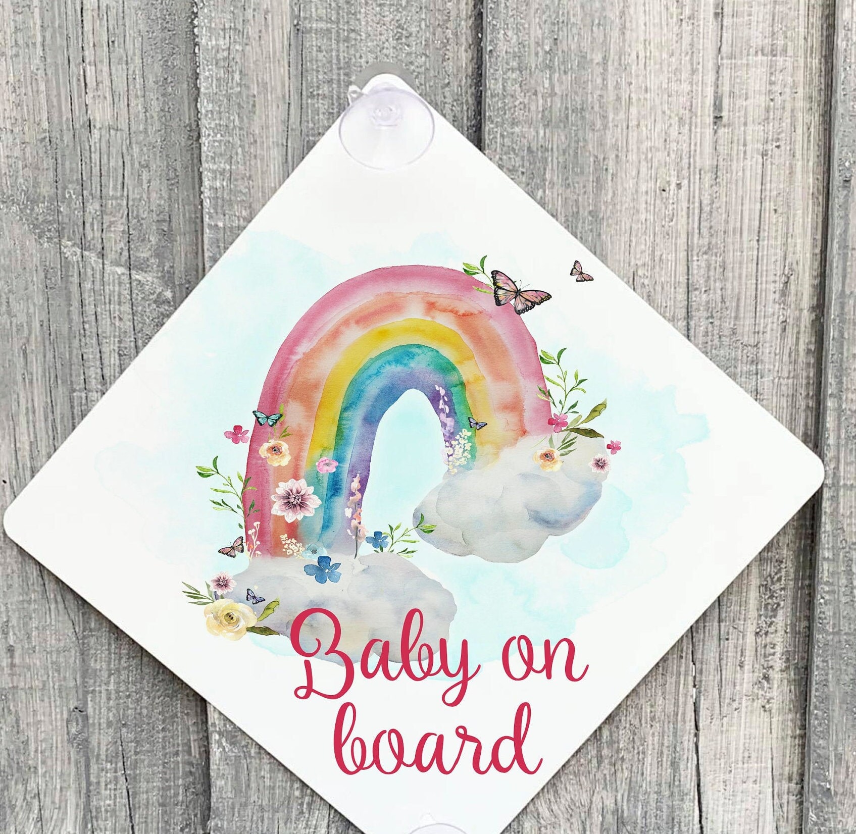Personalised Car Sun Shade Baby on Board Rainbow Shade Etsy UK