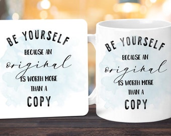 Personalised Mug , Inspirational Quote Mug , Mug & Coaster Gift Set, Motivational Quote Gift